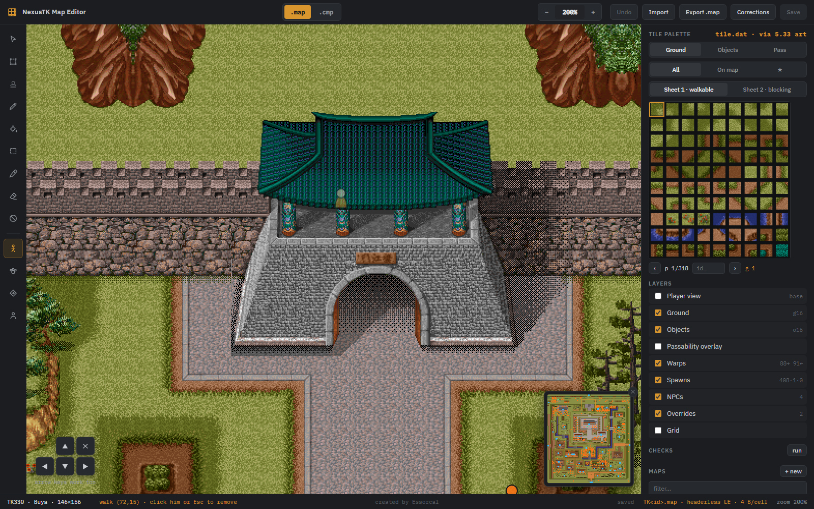 Test character ghosting behind the Buya north gate